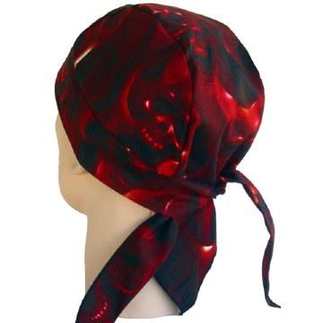 Classic Skull Cap - Ghost Classic Skulls on Red: Made in USA: often held to higher product quality standards