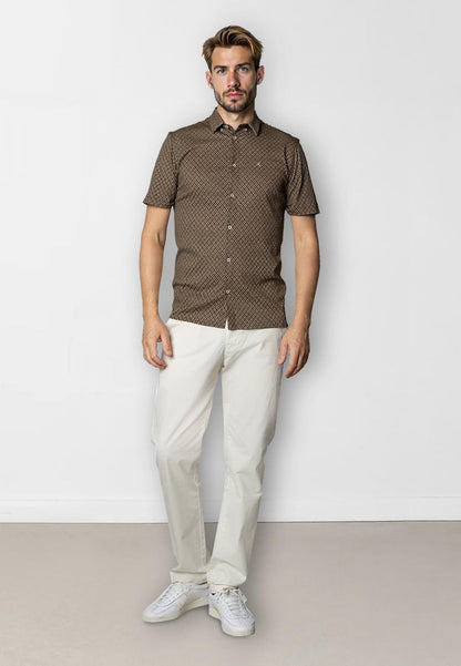 Clean Cut Copenhagen CLEAN FORMAL AOP S/S SHIRT Skjorte S/S Brun
