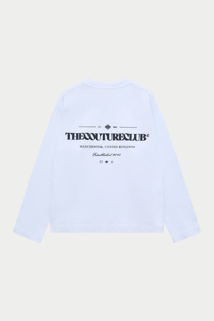 COPYRIGHT LONG SLEEVE T-SHIRT - WHITE BLACK