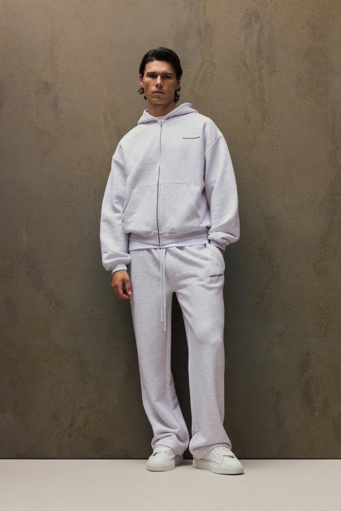 COPYRIGHT ZIP THROUGH HOODIE - GREY MARL