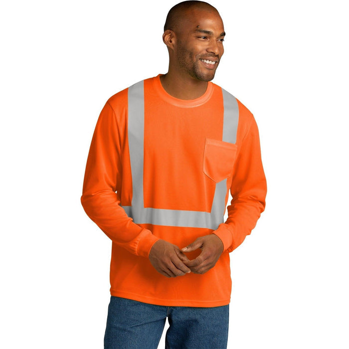no-logo Cornerstone ANSI 107 Class 2 Mesh Long Sleeve Tee-Regular-CornerStone-Thread Logic