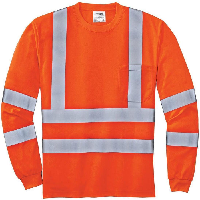Cornerstone ANSI 107 Class 3 Long Sleeve Snag-Resistant Reflective T-Shirt-Regular-CornerStone-Safety Orange-S-Thread Logic