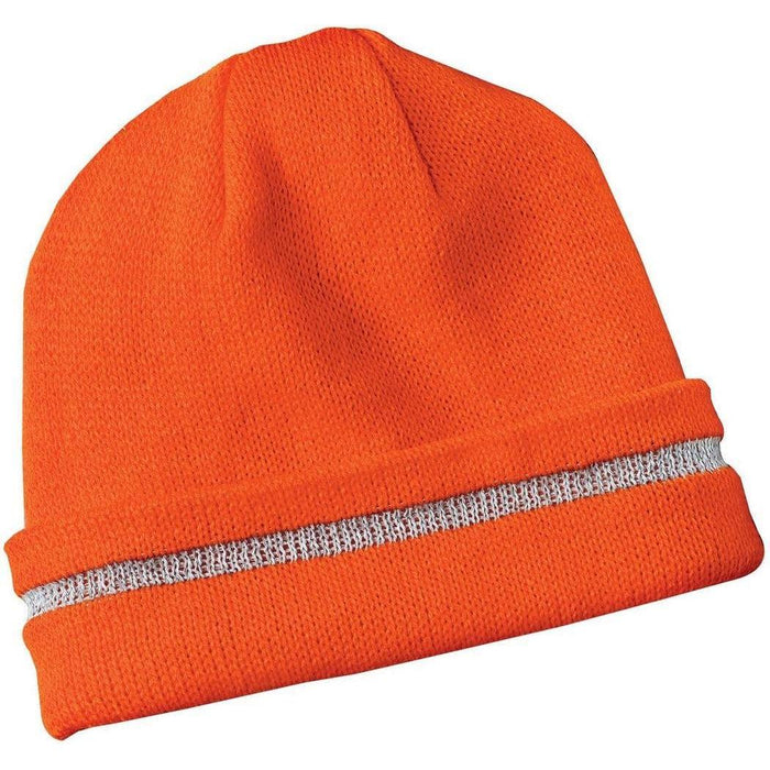 no-logo Cornerstone Enhanced Visibility Beanie With Reflective Stripe-Regular-CornerStone-Safety Orange/Reflective-OSFA-Thread Logic