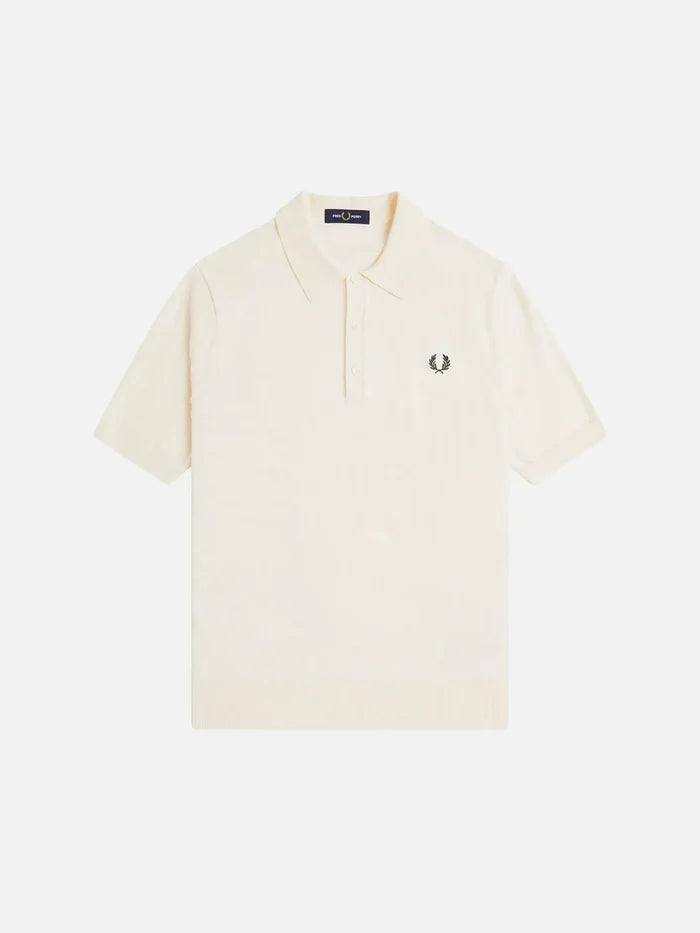 FRED PERRY Cotton Knitted Shirt - Ecru - Shirts T-SHIRT