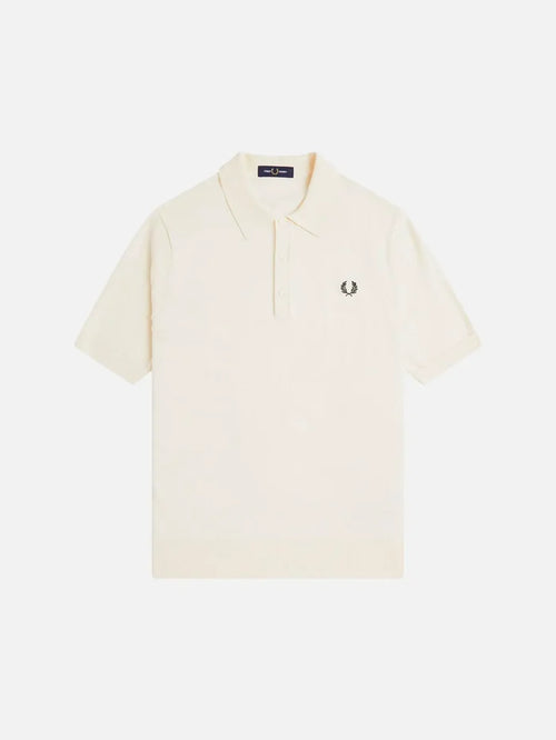 FRED PERRY Cotton Knitted Shirt - Ecru - Shirts T-SHIRT
