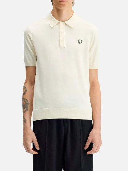 FRED PERRY Cotton Knitted Shirt - Ecru - Shirts T-SHIRT