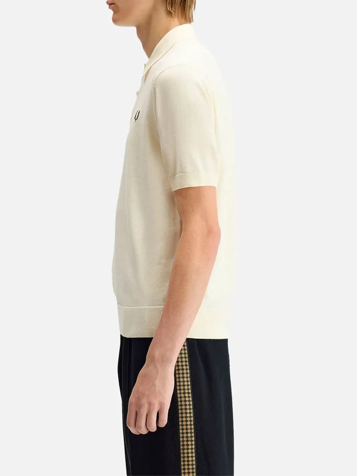 FRED PERRY Cotton Knitted Shirt - Ecru - Shirts T-SHIRT