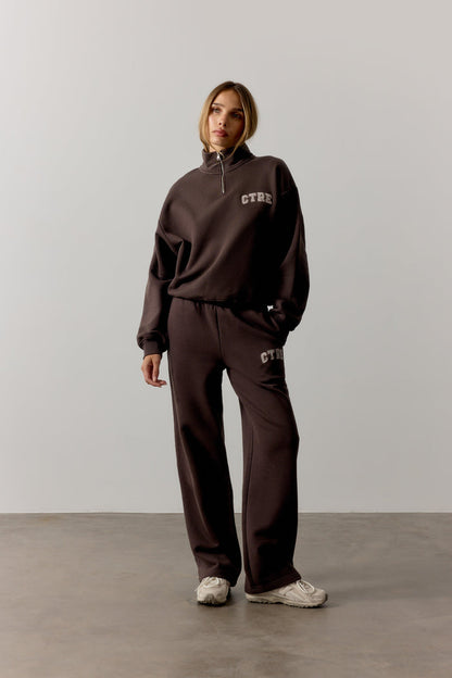 CTRE QUARTER ZIP FUNNEL NECK - BROWN