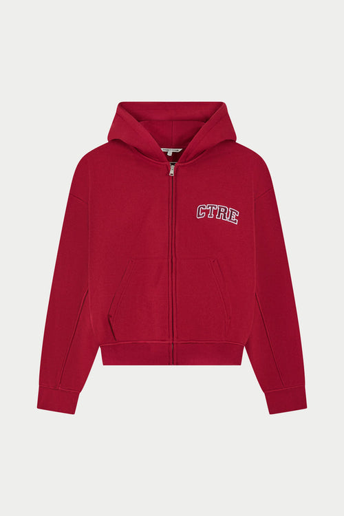 CTRE ZIP THROUGH RELAXED HOODIE - CHERRY