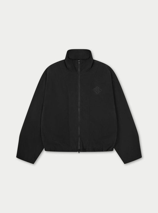CUPRO FUNNEL NECK ZIP THROUGH - BLACK
