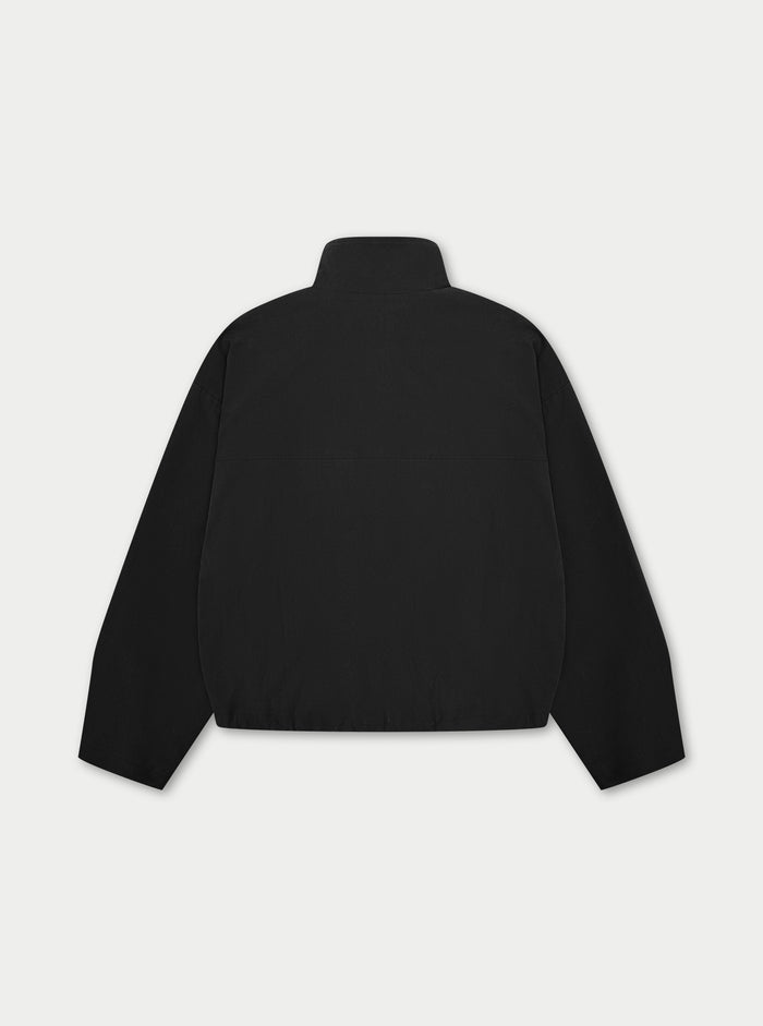 CUPRO FUNNEL NECK ZIP THROUGH - BLACK