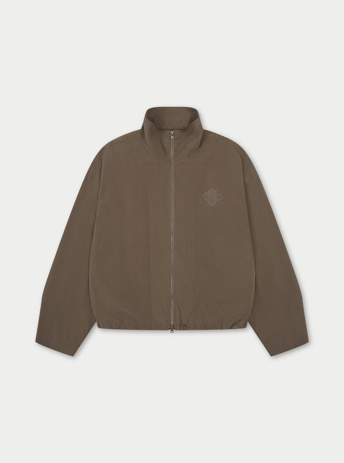 CUPRO FUNNEL NECK ZIP THROUGH - BROWN