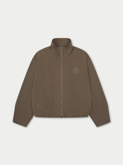 CUPRO FUNNEL NECK ZIP THROUGH - BROWN