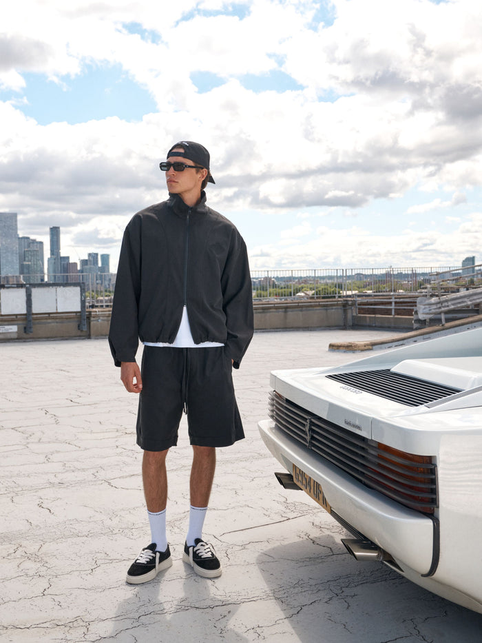 CUPRO PANELLED SHORTS - BLACK