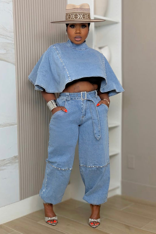 Cyrene Studded Denim Set Ships 8/27