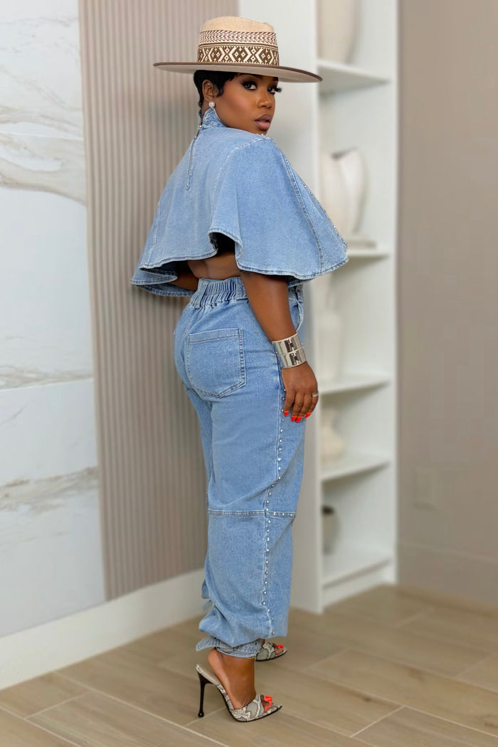 Cyrene Studded Denim Set Ships 8/27