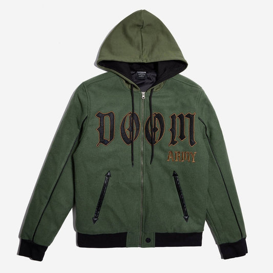 Doctor Doom Army Hooded Varsity Jacket - Heroes & Villains-Marvel-Varsity Jacket