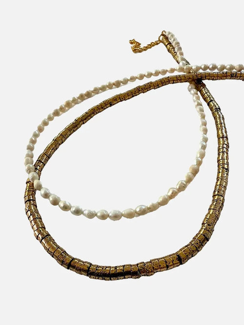 L'ATELIER DES PERLES Dorure Doğal Lav Taşlı Barok ve Barok İncili Çiftl - Necklaces KOLYE