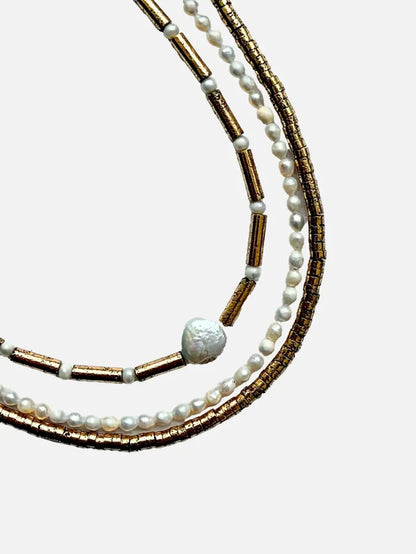 L'ATELIER DES PERLES Dorure Doğal Lav Taşlı Barok ve Barok İncili Çiftl - Necklaces KOLYE