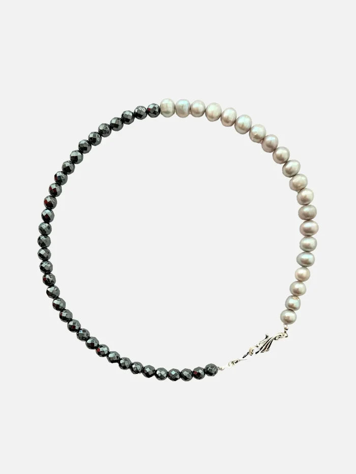 L'ATELIER DES PERLES Élan Doğal Hematit Taşlı Barok İncili Gümüş Kolye - Necklaces KOLYE