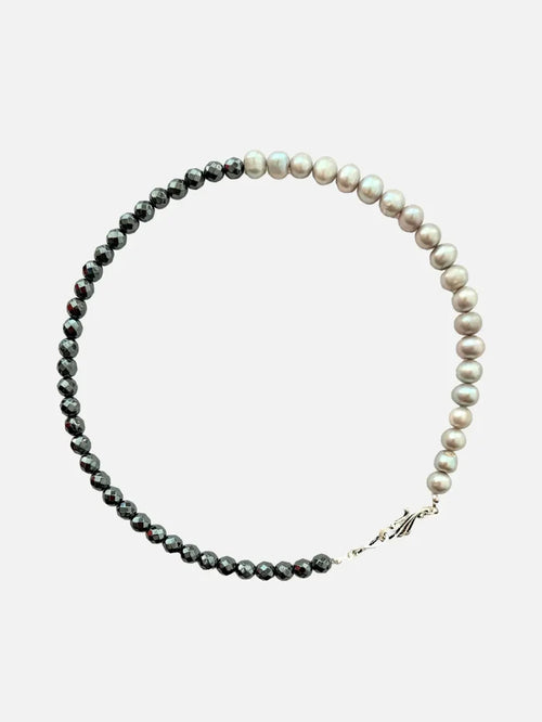 L'ATELIER DES PERLES Élan Doğal Hematit Taşlı Barok İncili Gümüş Kolye - Necklaces KOLYE