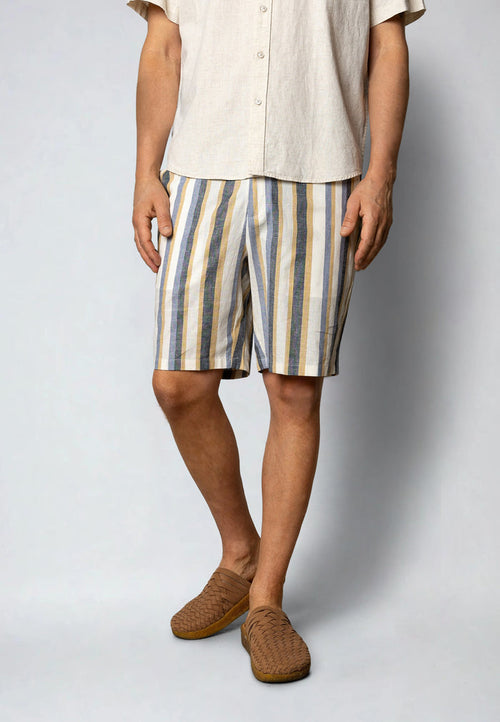 Clean Cut Copenhagen ELI LINEN SHORTS Shorts Ecru/Blue striped