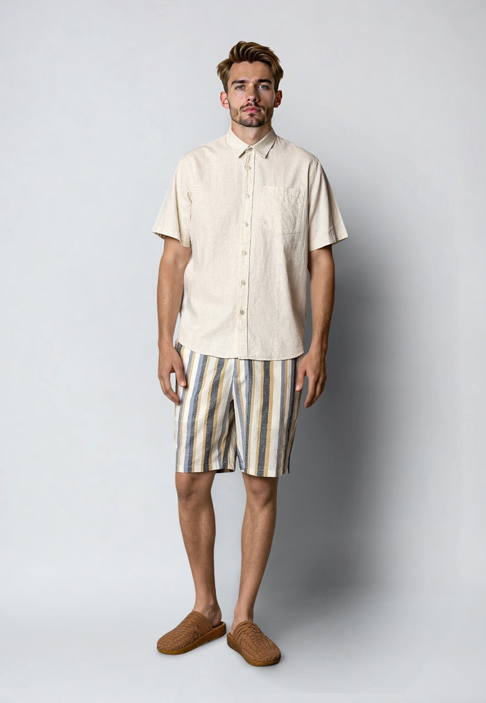 Clean Cut Copenhagen ELI LINEN SHORTS Shorts Ecru/Blue striped