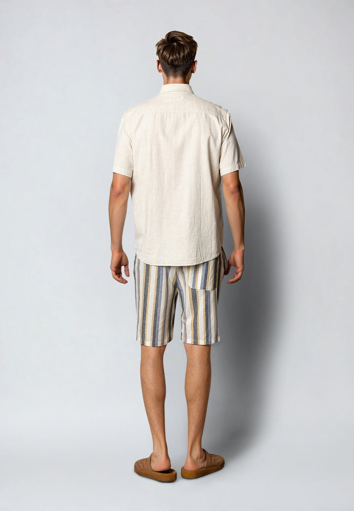 Clean Cut Copenhagen ELI LINEN SHORTS Shorts Ecru/Blue striped