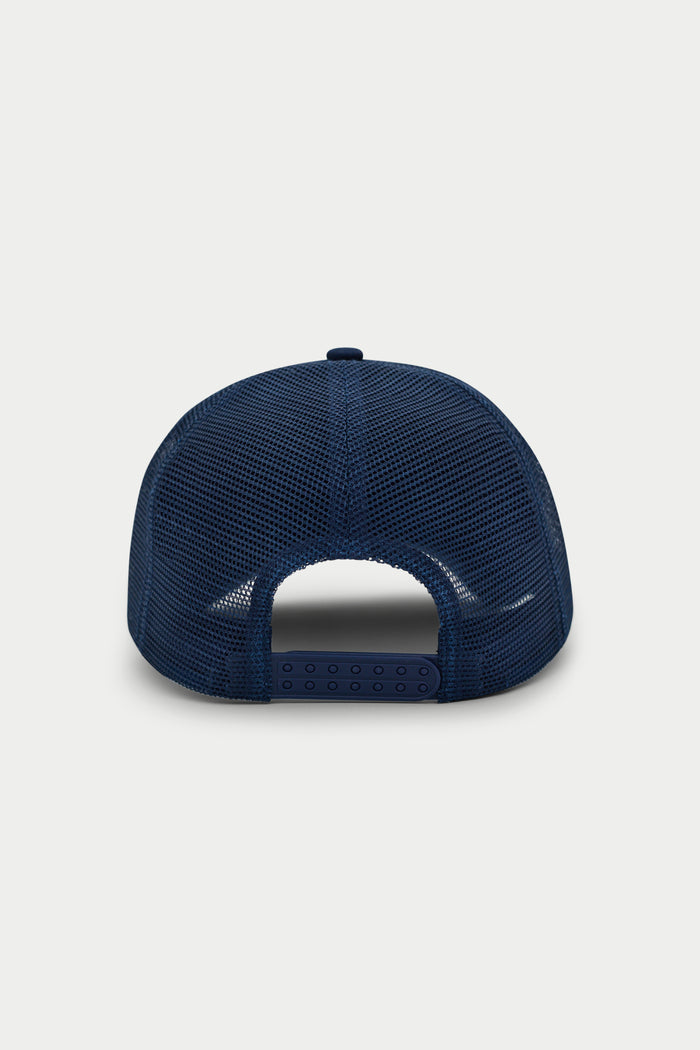 EMBLEM EMBROIDERED MESH BACK CAP - NAVY