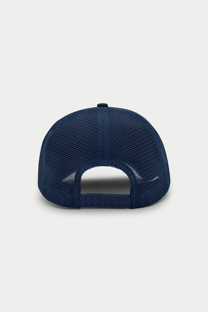 EMBLEM EMBROIDERED MESH BACK CAP - NAVY