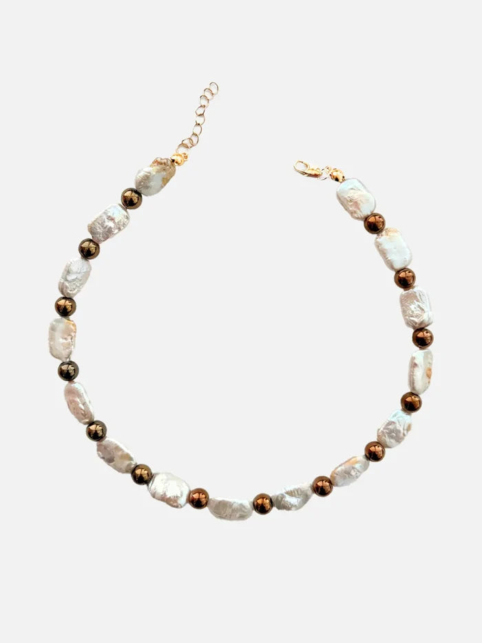 L'ATELIER DES PERLES Eterna Barok İncili ve Doğal Hematit Taşlı Kolye - Necklaces KOLYE