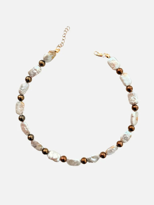L'ATELIER DES PERLES Eterna Barok İncili ve Doğal Hematit Taşlı Kolye - Necklaces KOLYE