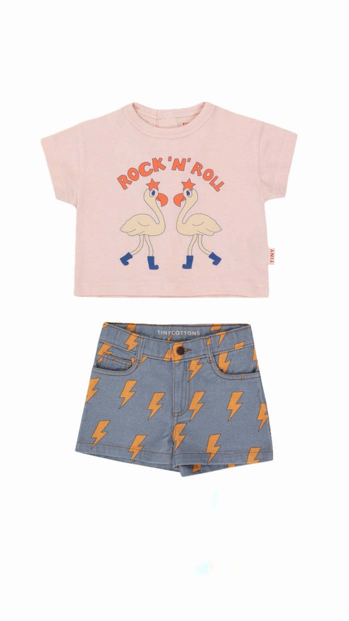 Flamingos Baby Tee Pastel Pink