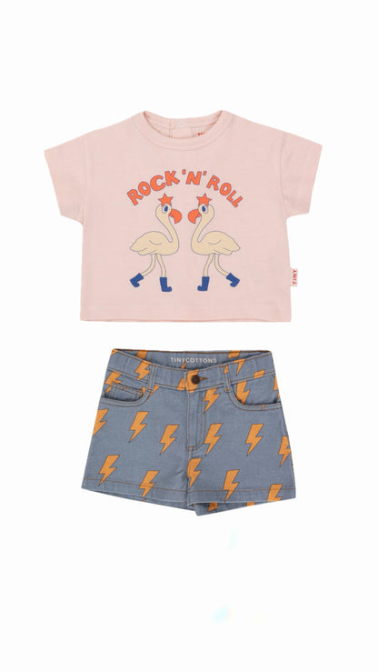 Flamingos Baby Tee Pastel Pink