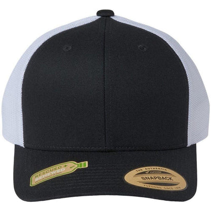 Flexfit Sustainable Retro Trucker Cap-Apparel-Flexfit-Black/ White-Adjustable-Thread Logic