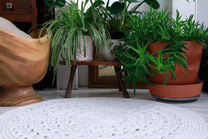 Flor Crochet Rug Large White