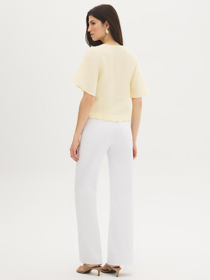Flutter Sleeve Tie-Front Blouse by Suzy.
