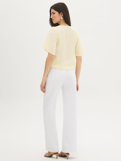 Flutter Sleeve Tie-Front Blouse by Suzy.