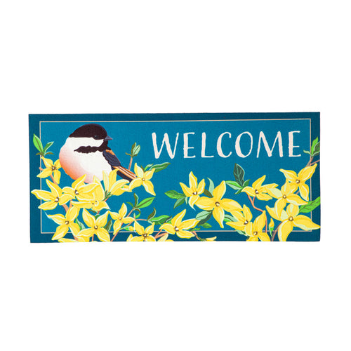 Forsythia and Chickadee Sassafras Insert Mat