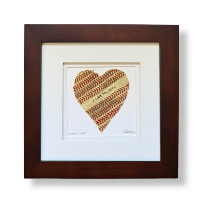 Framed Baseball Heart "I LOVE YOU MORE” Artwork | Handmade Mothers Day Gift Idea