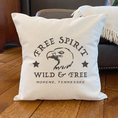 Free Spirit w/ City, State - Custom Square Canvas Pillow