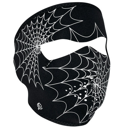 Full Mask Glow Spider Web Black: The ZAN Headgear Neoprene Face Mask features full coverage of the face and ears with stretch