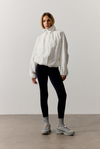 FUNNEL NECK TRACK JACKET - WHITE