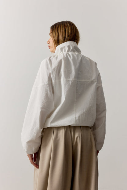 FUNNEL NECK TRACK JACKET - WHITE