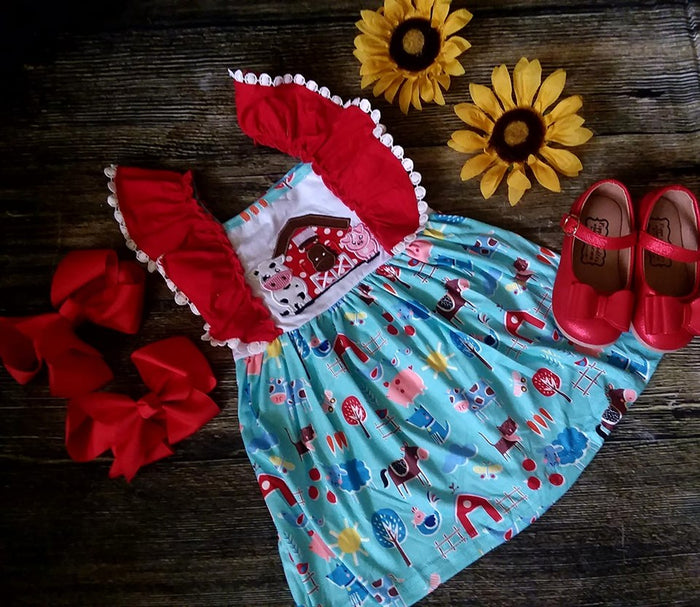 Girls Farm Scene Dress