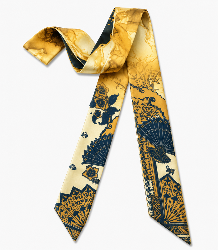 Golden Noir Silk Scarf