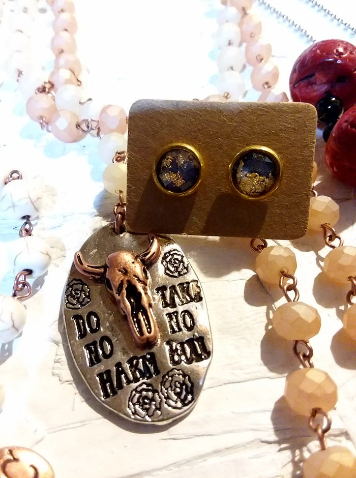 Gold/Purple Stud Earring