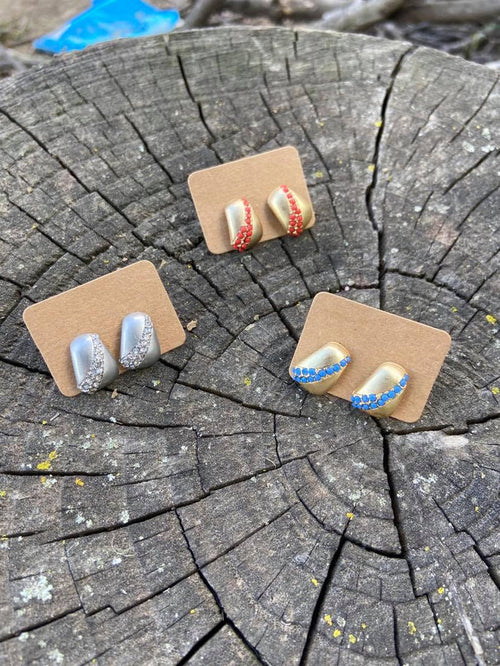 Gold/Red Stud Earring