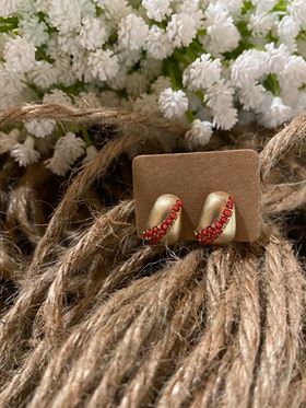 Gold/Red Stud Earring