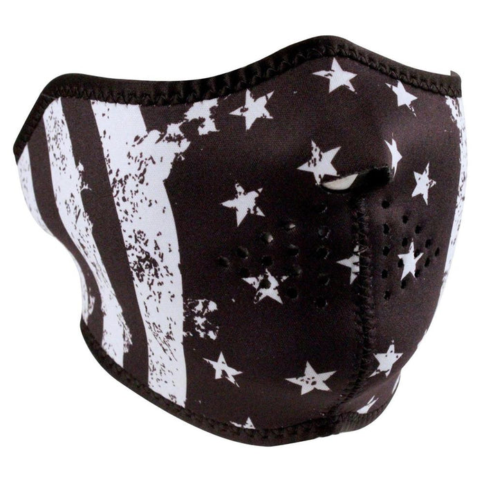 Half Mask Black & White Flag: The ZAN Headgear Neoprene Half Face Mask features full coverage of the nose, chin, and cheeks w